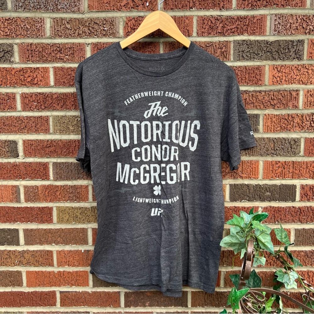 Reebok Gray Notorious Conor McGregor Short Sleeve Tee Shirt